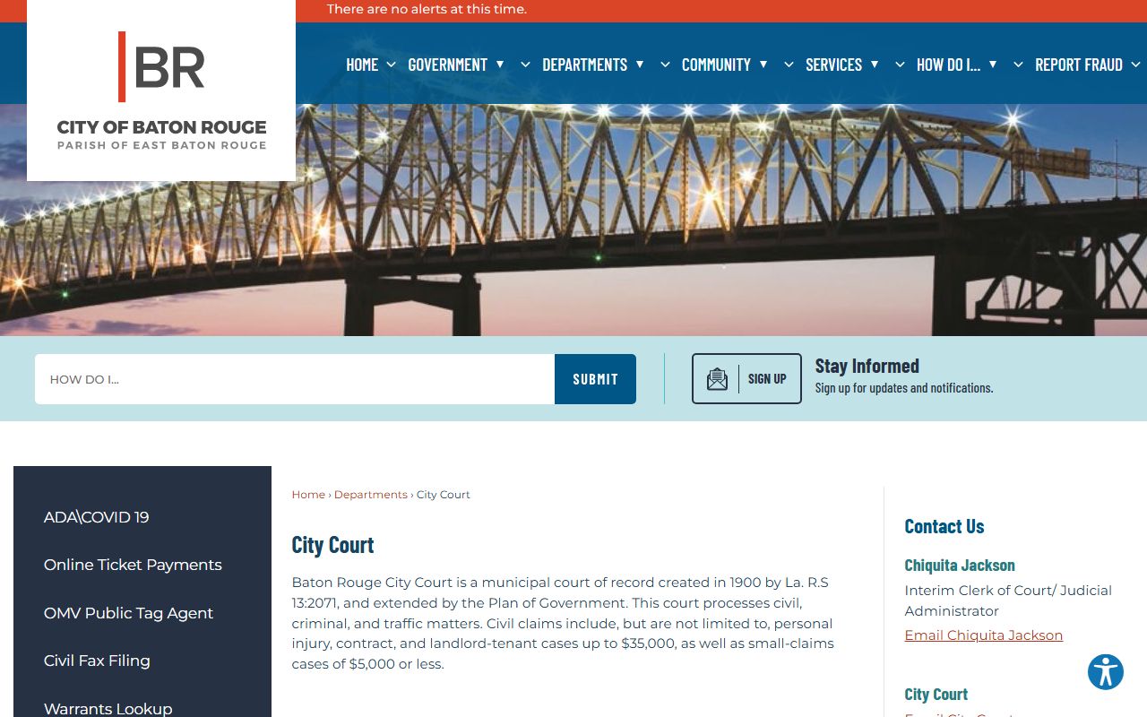 Baton Rouge City Court page on city government website