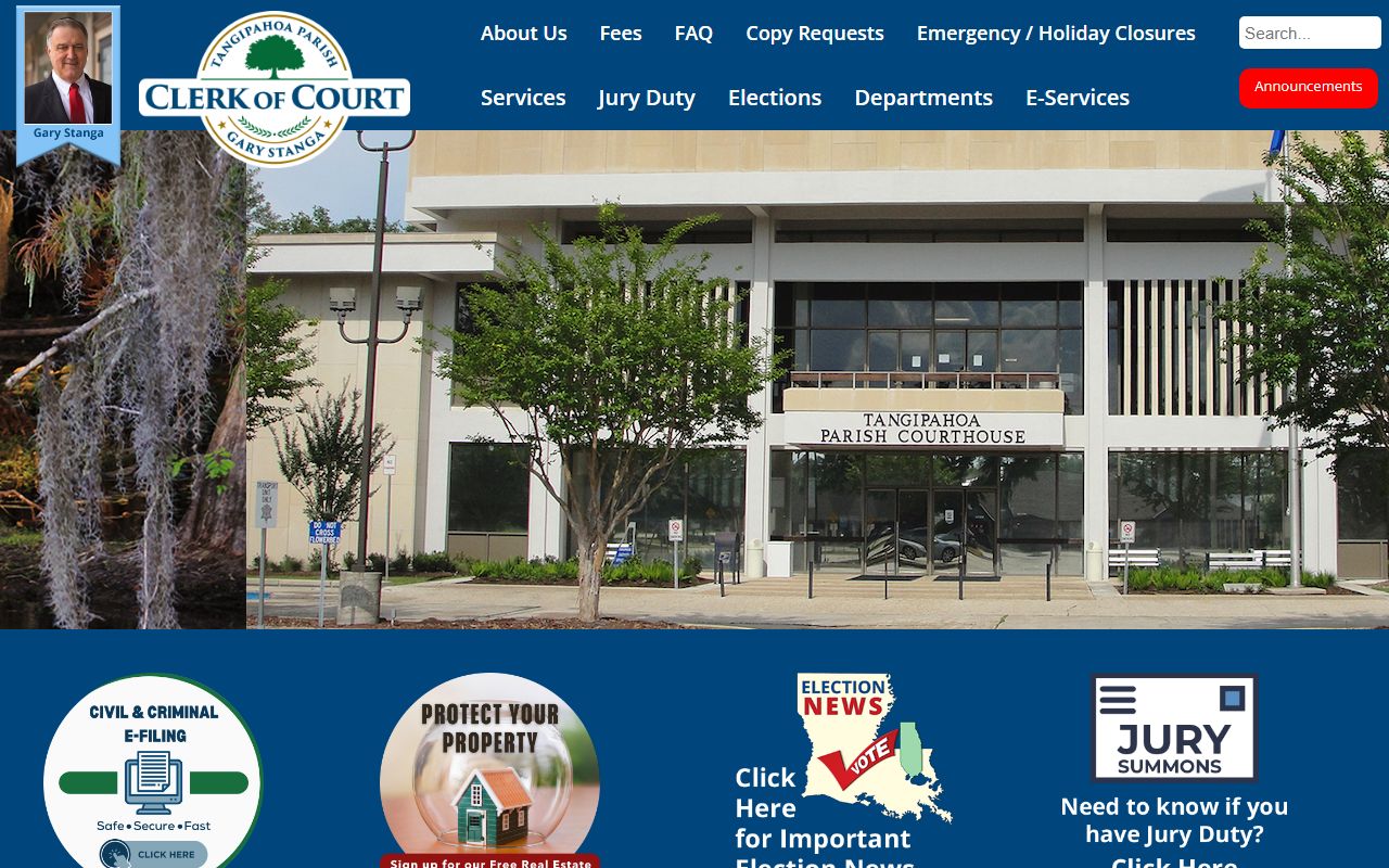 Tangipahoa Parish Clerk of Court website for Hammond traffic records