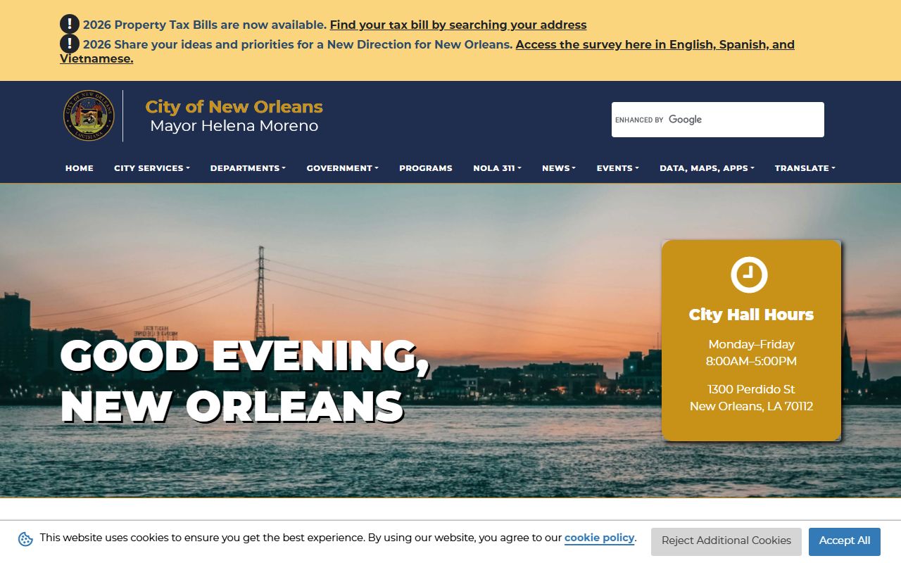 New Orleans city government website