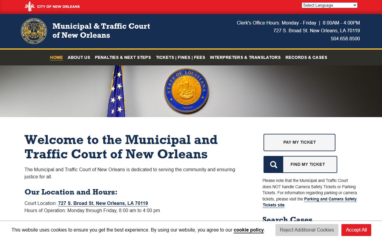 New Orleans Municipal and Traffic Court website