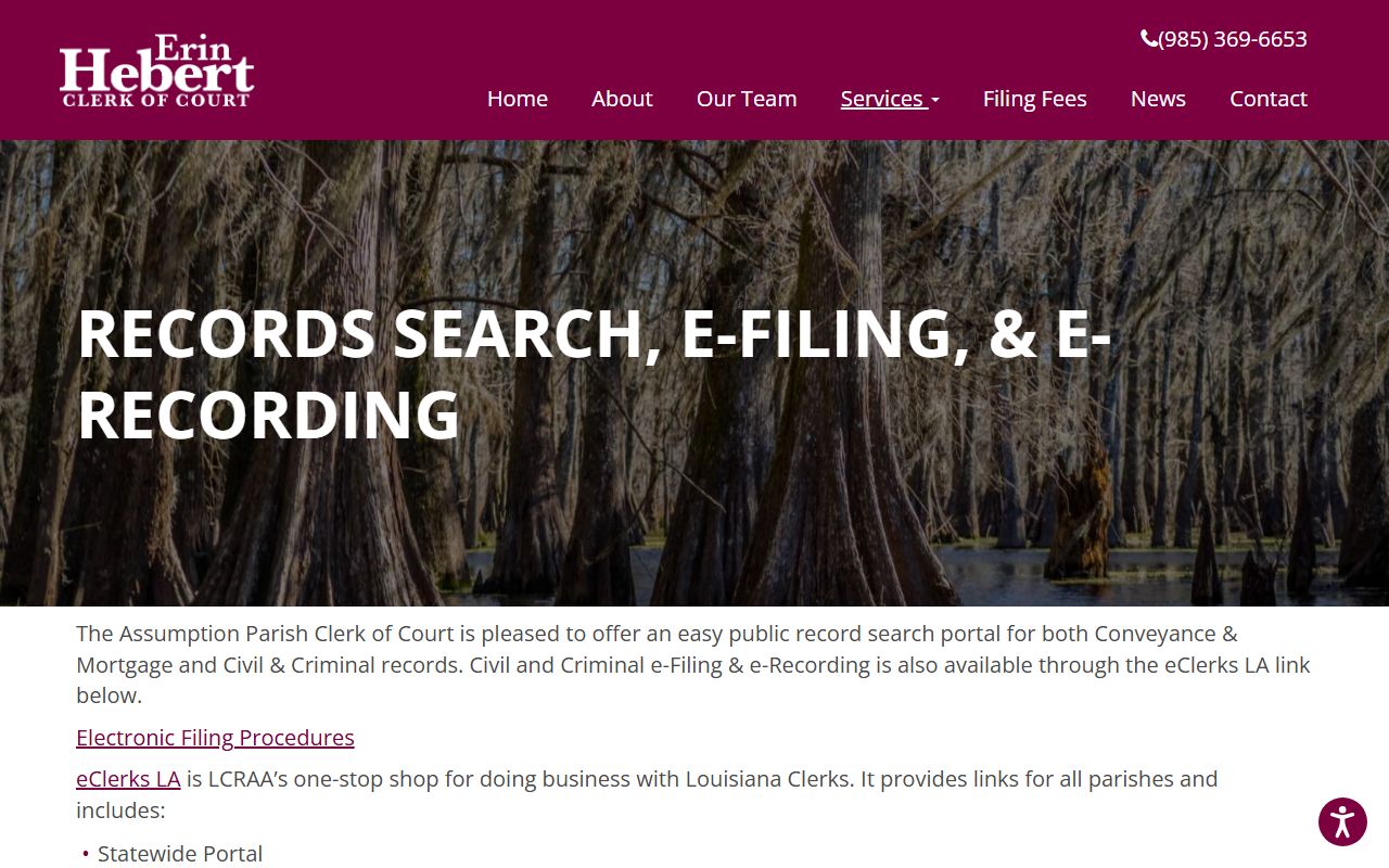 Assumption Parish LCRAA online records search portal