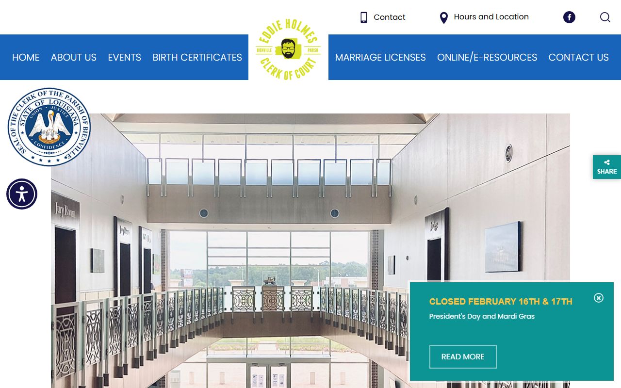 Bienville Parish Clerk of Court portal website