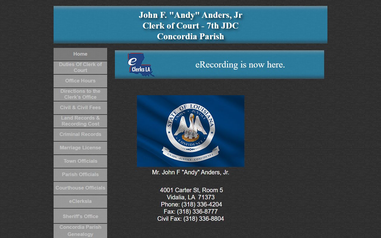 Concordia Parish Clerk of Court website