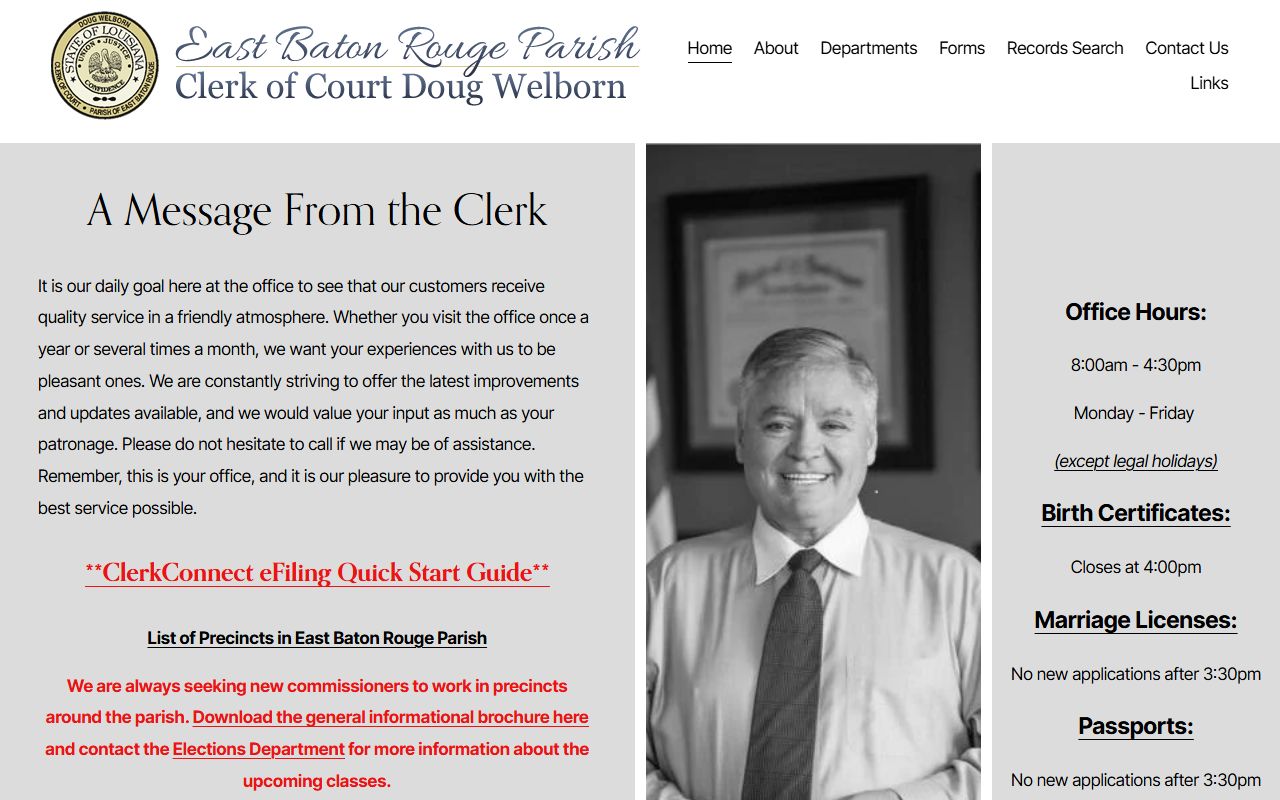 East Baton Rouge Parish Clerk of Court homepage