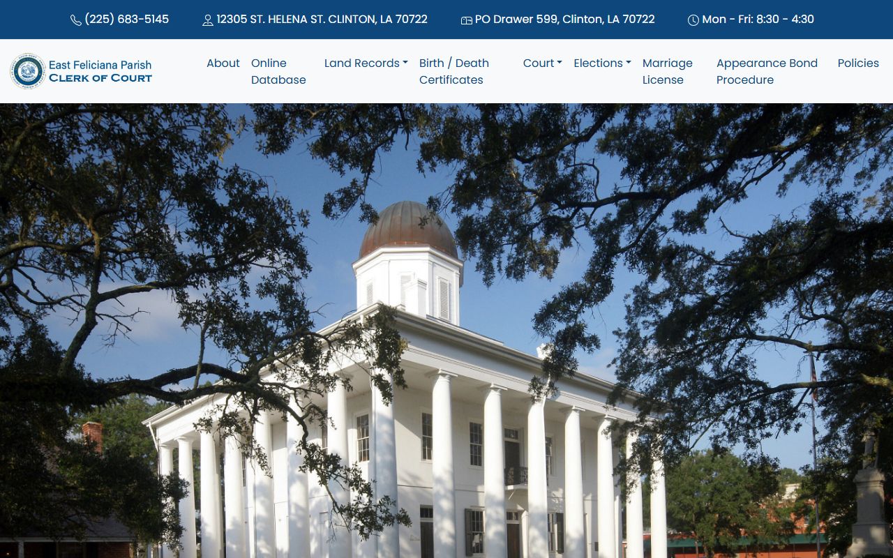 East Feliciana Parish Clerk of Court website
