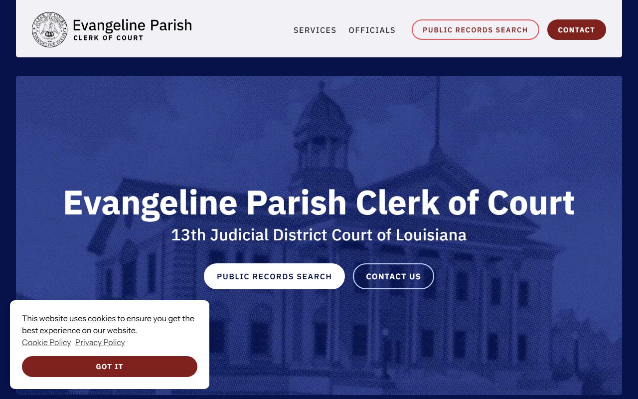 Evangeline Parish Clerk of Court homepage