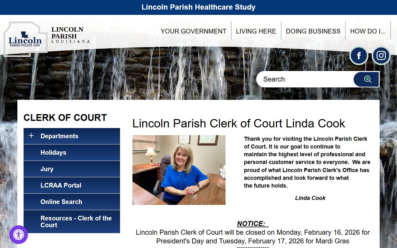 Lincoln Parish Clerk of Court page