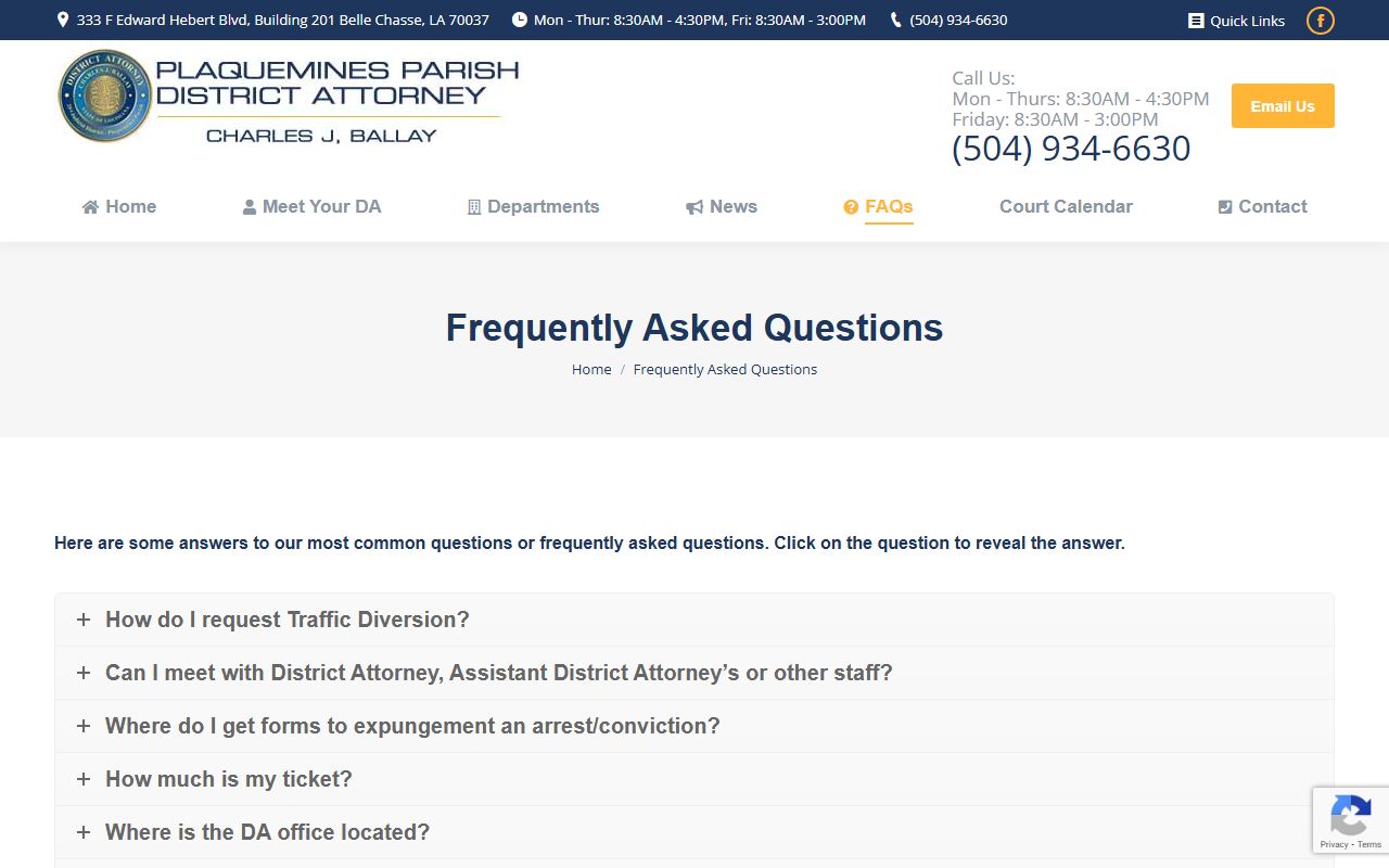 25th Judicial District DA frequently asked questions page