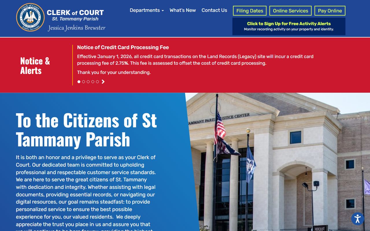 St. Tammany Parish Clerk of Court website homepage