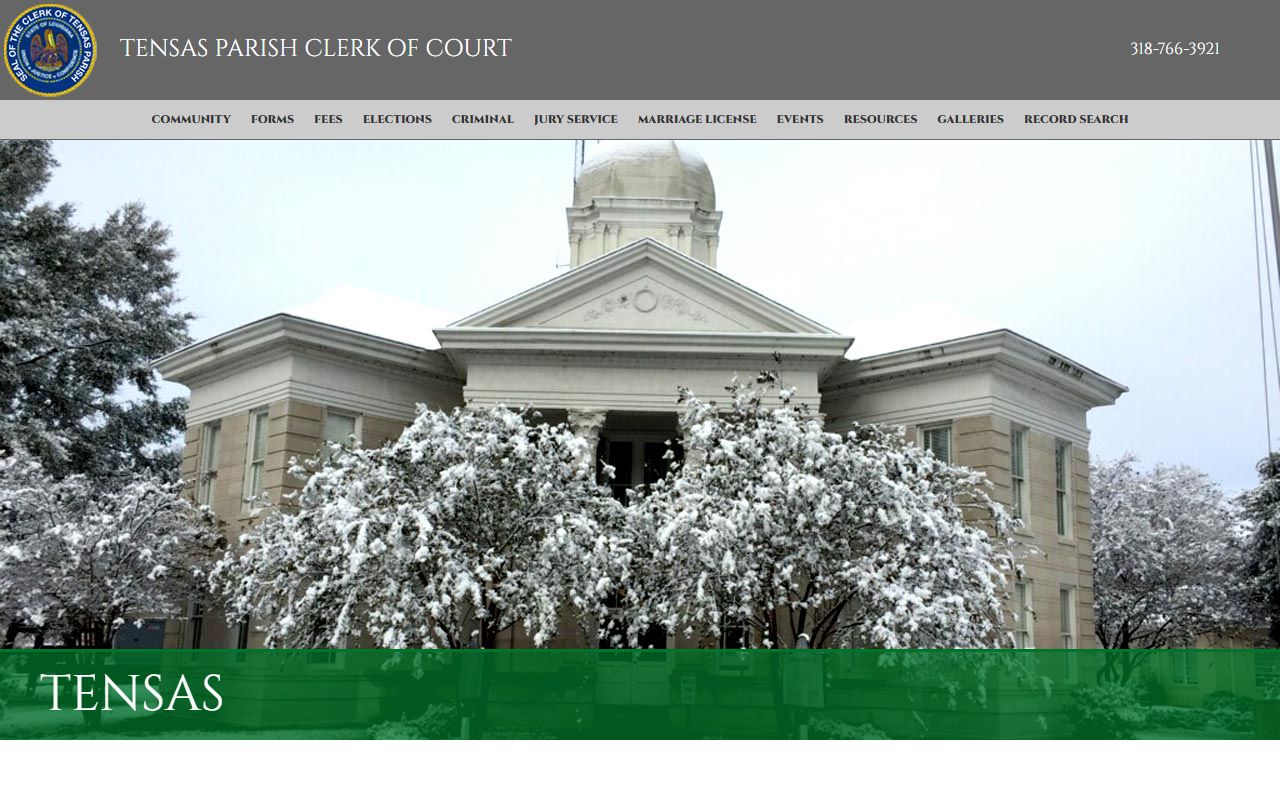 Tensas Parish Clerk of Court website homepage