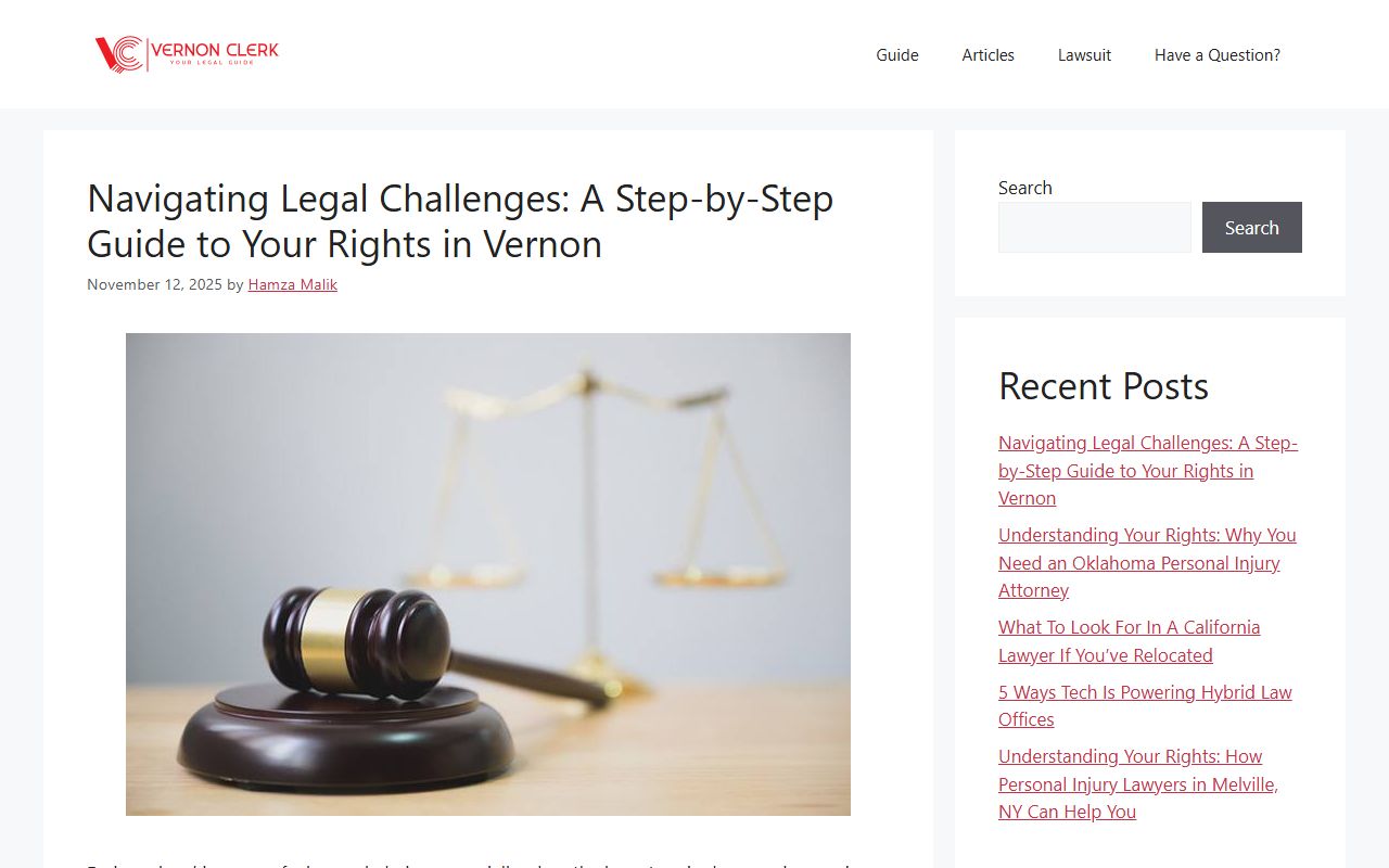 Vernon Parish Clerk of Court website homepage