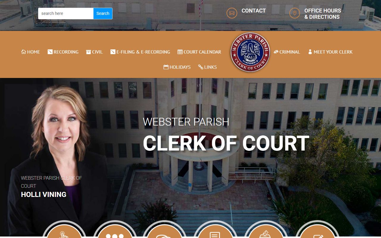 Webster Parish Clerk of Court website homepage