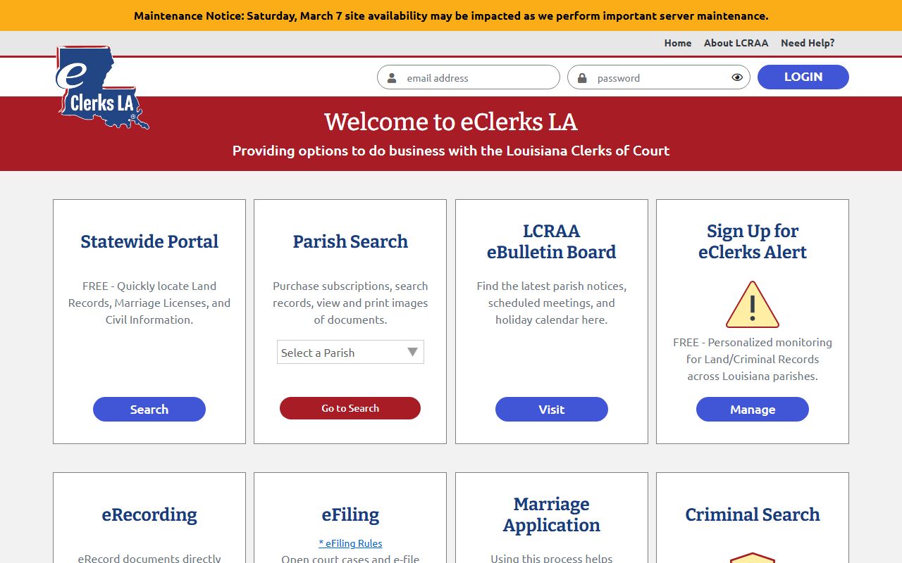 Louisiana Clerks Remote Access Authority eClerks LA statewide traffic records portal